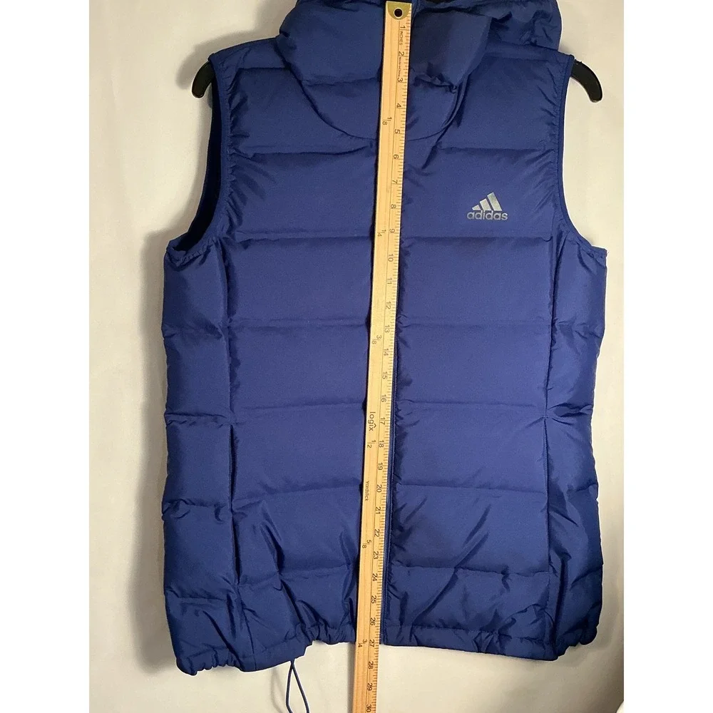 Adidas Hooded Puffer Vest Royal Blue Quilted Full Zip Sleeveless Jacket M‎ - Picture 12 of 14